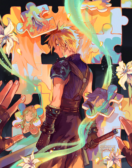 FF7 Cloud "Scattered Pieces" Print 11x14"