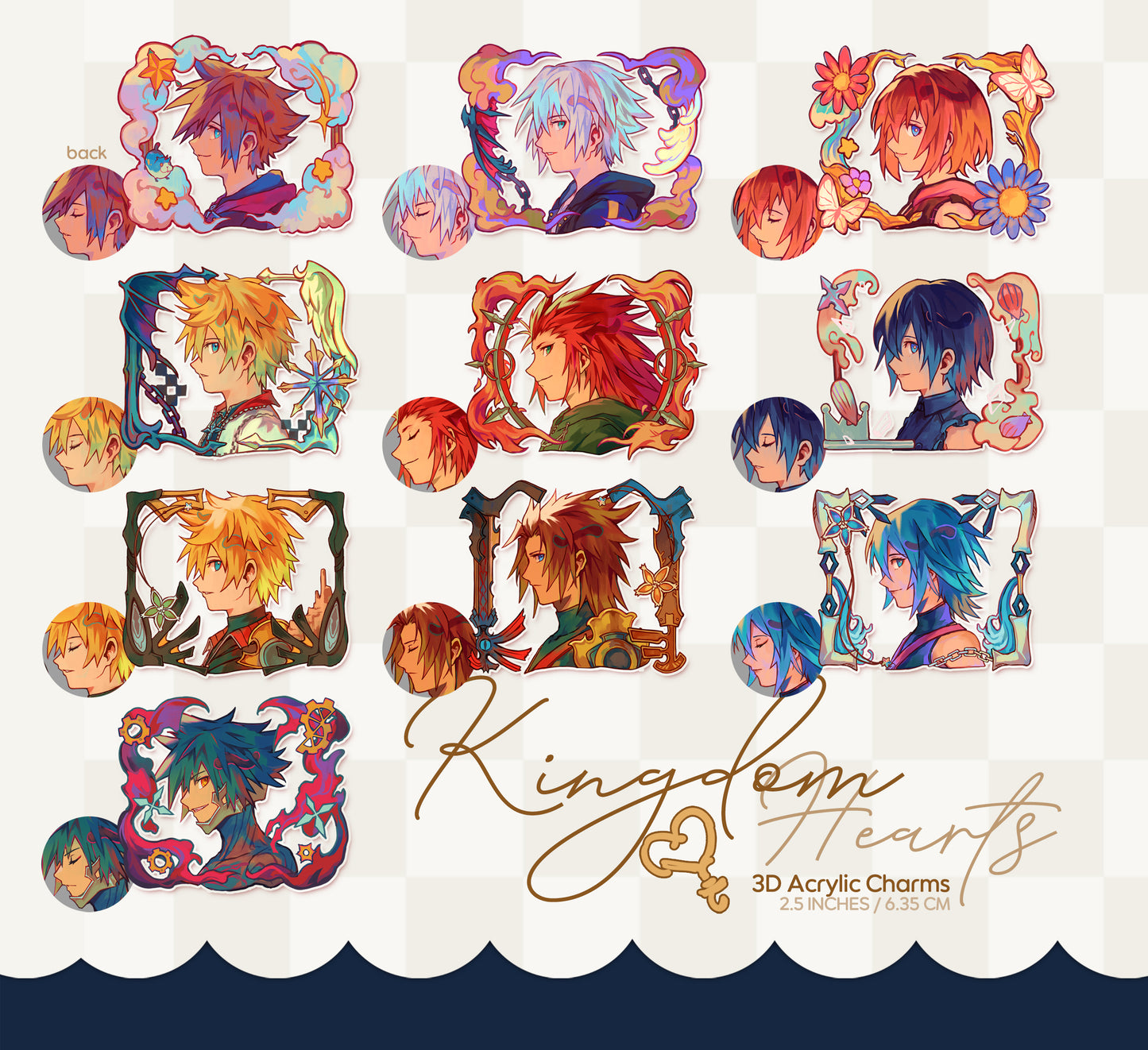 Kingdom Hearts 2.5" 3D Acrylic Charms