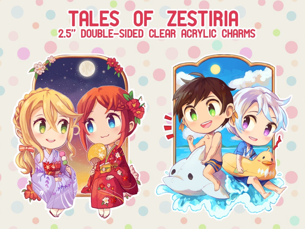 ToZ Sorey and Mikleo, Rose and Alisha 2.5" Summer Clear Double-Sided Charms