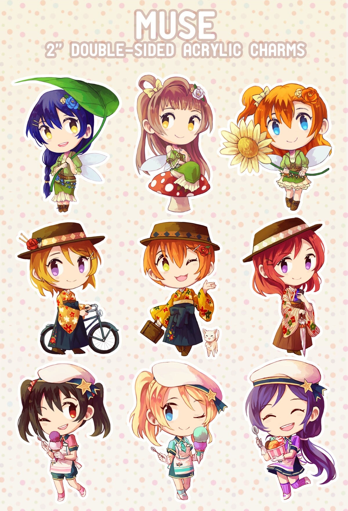 Love Live Muse 2" Clear Double-sided Acrylic Charms