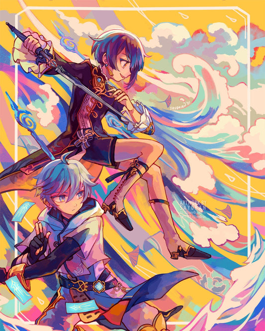 Genshin Impact Xingqiu & Chongyun Print 11x14"