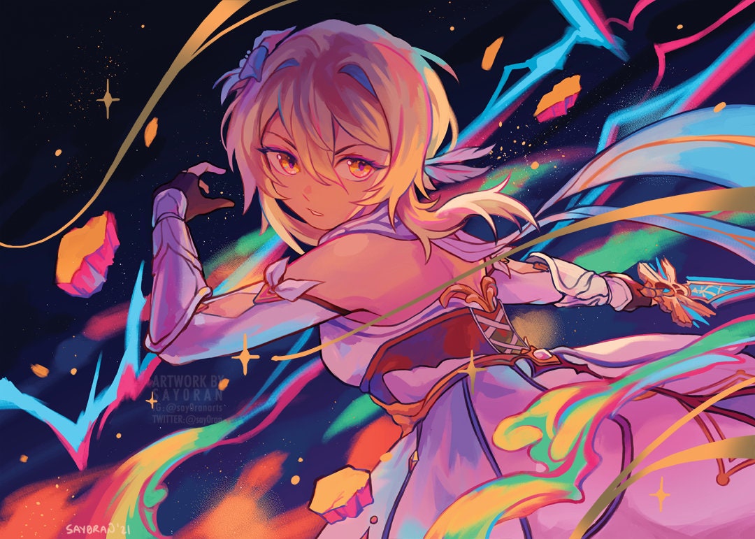 Genshin Impact Lumine & Childe Gold Foil Mini Prints 5x7"