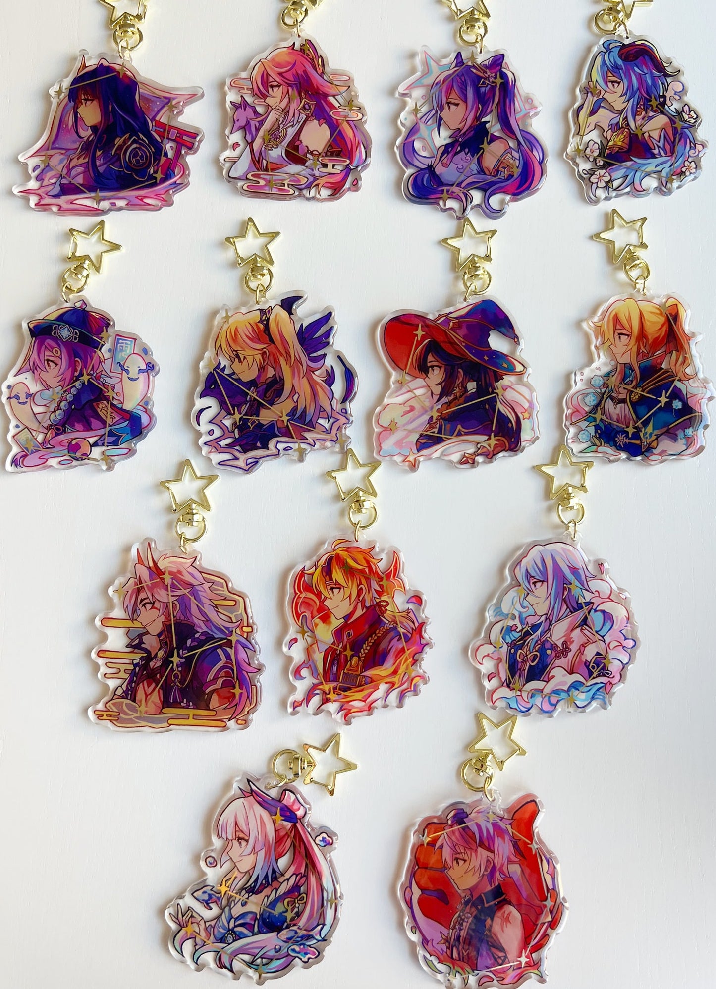 Genshin Impact 3" Gold Foil Constellation Charms (Pt. 2)
