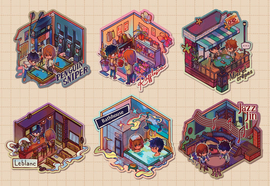 P5 Isometric Akechi & Joker Hangouts Vinyl Stickers