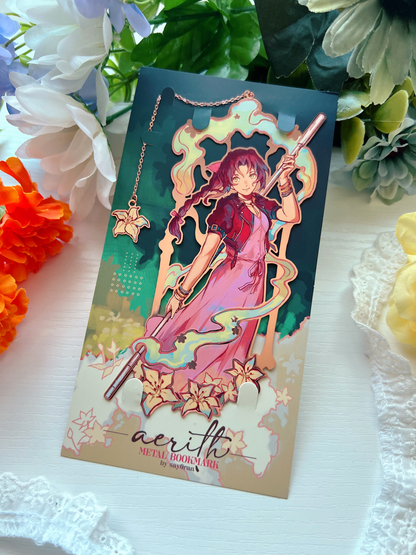 FF7 Aerith Rose Gold Plated Metal Bookmark