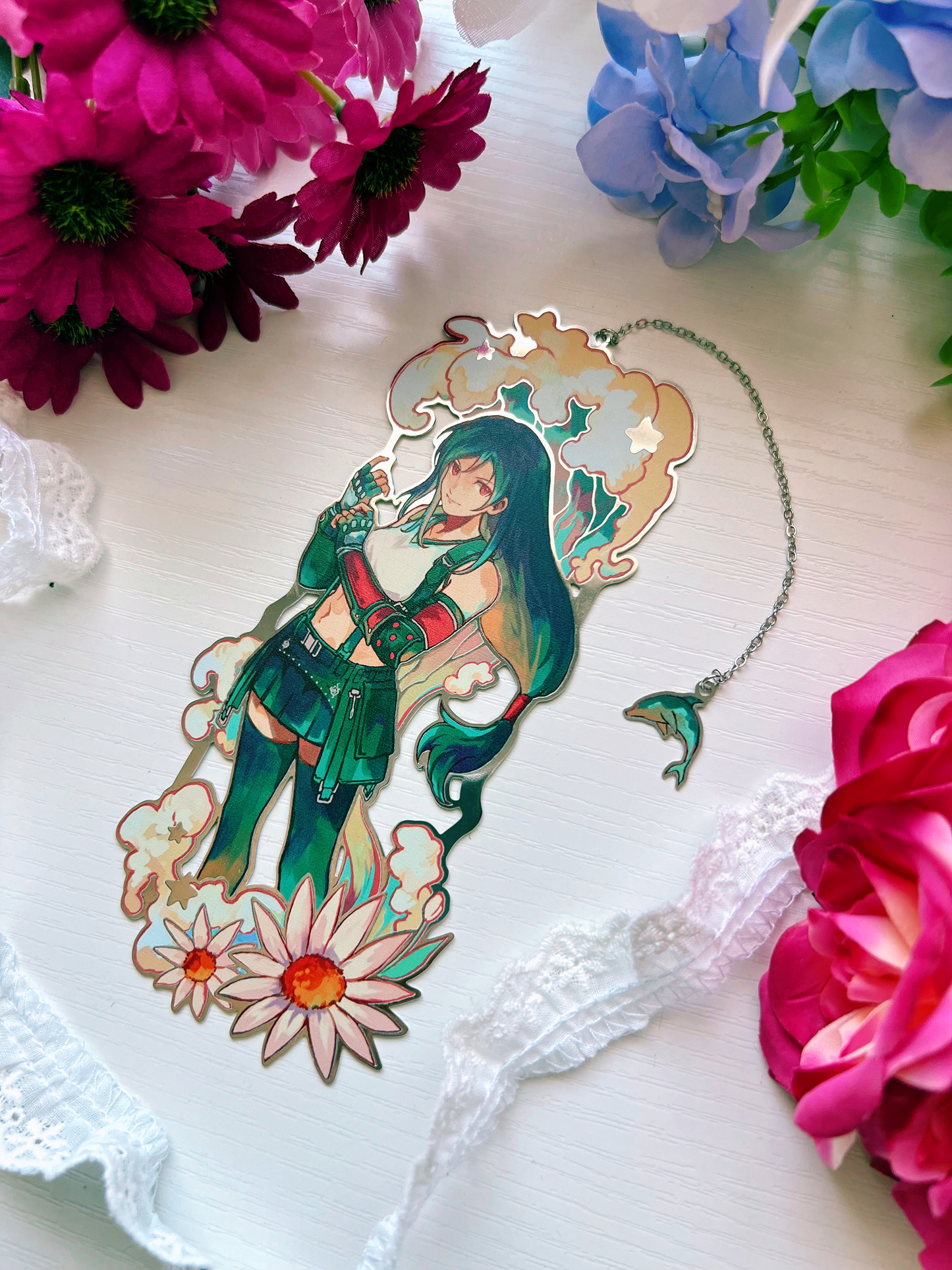 FF7 Tifa Silver Plated Metal Bookmark