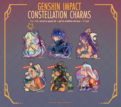 Genshin Impact 3" Gold Foil Constellation Charms (Pt. 2)