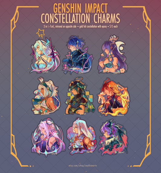Genshin Impact 3" Gold Foil Constellation Charms (Pt. 2)