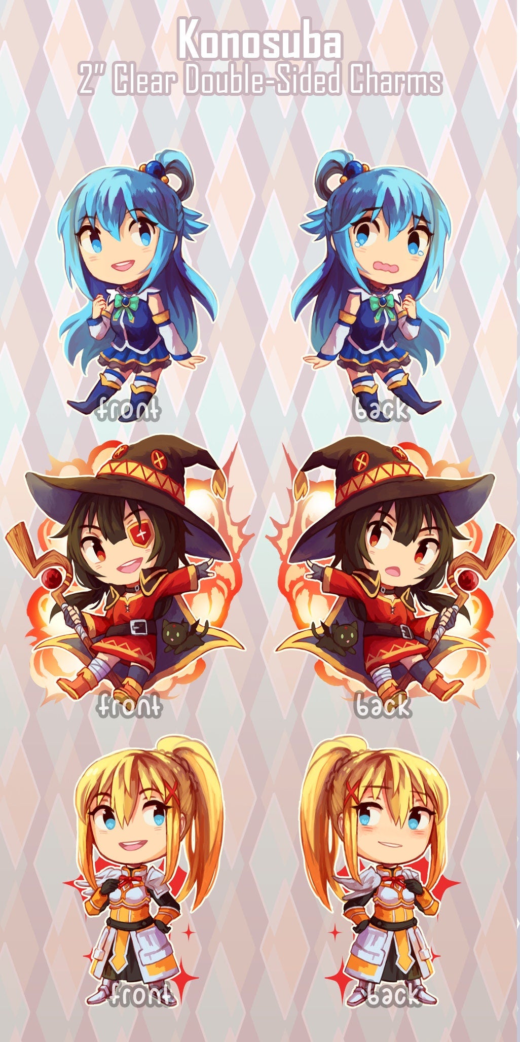 Konosuba 2" Clear Double-sided Acrylic Charms